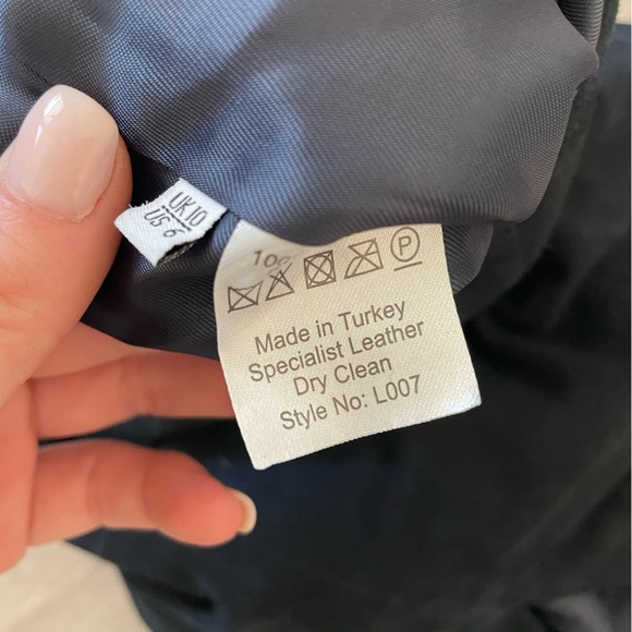 Iris & ink navy blue specialist leather midi skirt with slit - Picture 4 of 4